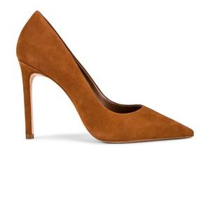 Schutz nubuck Suede pumps in a flattering Saddle color.
